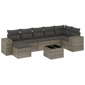 vidaXL 8 Piece Garden Sofa Set with Cushions Grey Poly Rattan
