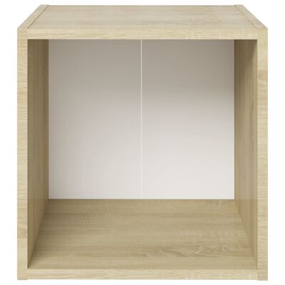 vidaXL TV Cabinets 2 pcs White and Sonoma Oak 37x35x37 cm Engineered Wood