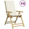 vidaXL 6 Piece Folding Garden Chairs with Cream White Cushions