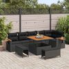 vidaXL Garden Sofa Set with Cushion 11 pcs Black Poly Rattan
