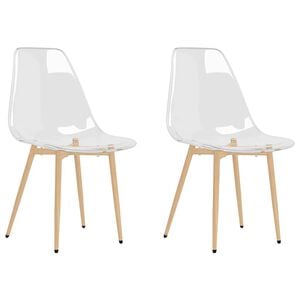 vidaXL Dining Chair | Set of 2 | Transparent | PET, metal | Standard