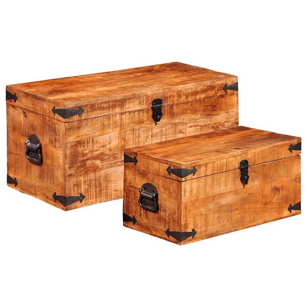 vidaXL Storage Chest Set 2 Pieces Rough Mango Wood