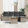 vidaXL Garden Sofa Set with Storage 6 pcs Grey Poly Rattan