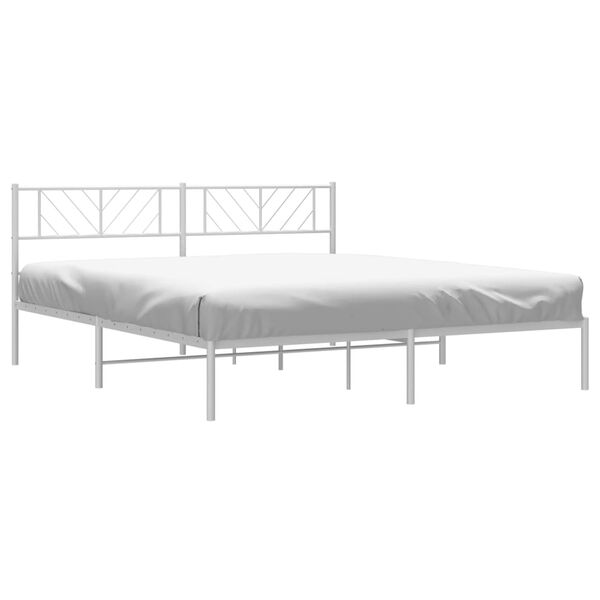 vidaXL Metal Bed Frame without Mattress with Headboard White 180x200cm