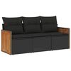 vidaXL 3 Piece Garden Sofa Set with Cushions Black Poly Rattan