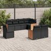 vidaXL 8 Piece Garden Sofa Set with Cushions Black Poly Rattan