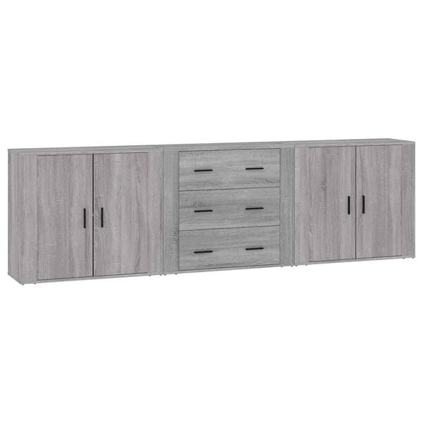 vidaXL Sideboards 3 pcs Grey Sonoma Engineered Wood