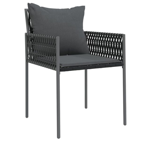 vidaXL Garden Chairs with Cushions 4 pcs Black 54x61x83 cm Poly Rattan