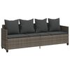 vidaXL Sun Lounger with Cushions Grey Poly Rattan