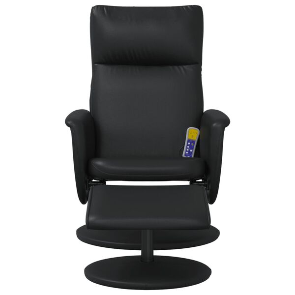 vidaXL Massage Recliner Chair with Footstool Black Faux Leather