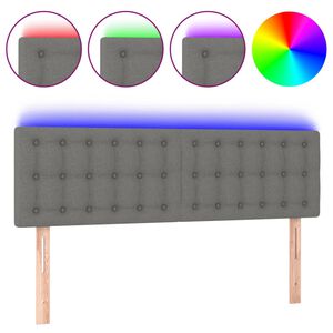 vidaXL LED Headboard Dark Grey 144x5x78/88 cm Fabric