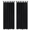 vidaXL 2 pcs Black Micro-Satin Curtains with Loops 140 x 245 cm