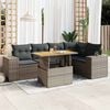 vidaXL 6 Piece Garden Sofa Set with Cushions Grey Poly Rattan