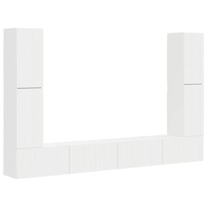 vidaXL TV Cabinet Set 8 pcs White Engineered Wood