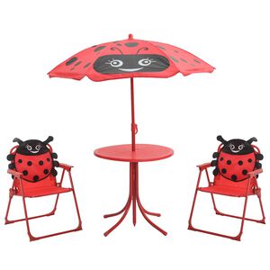 vidaXL 3 Piece Kids' Garden Bistro Set with Parasol Red