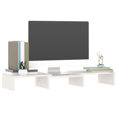 vidaXL Monitor Stand White 60x24x10.5 cm Solid Wood Pine