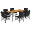 vidaXL 7 Piece Garden Dining Set with Cushions Black Poly Rattan