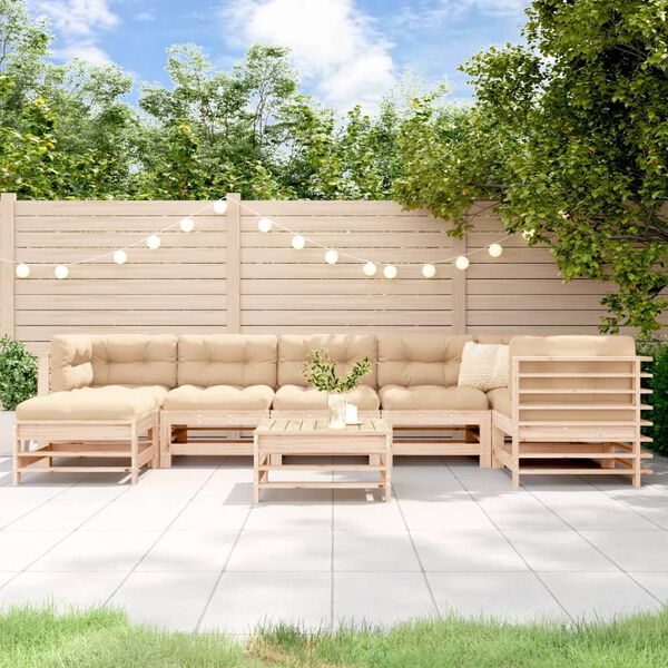 vidaXL 8 Piece Garden Lounge Set with Cushions Solid Wood