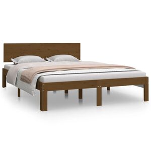 vidaXL Bed Frame without Mattress Honey Brown 150x200cm King Size