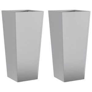 vidaXL Garden Planters 35x35x75 cm 2 pcs Galvanised Steel