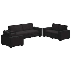 vidaXL 3 Piece Sofa Set with Cushions Black Velvet