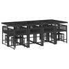 vidaXL 13 Piece Garden Dining Set with Cushions Black Poly Rattan