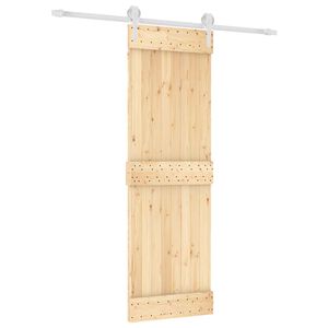 vidaXL Sliding Door Natural and White 70 x 210 cm Solid Pine Wood