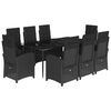 vidaXL 9 Piece Garden Dining Set with Cushions Black Poly Rattan