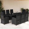 vidaXL 9 Piece Garden Dining Set with Cushions Black Poly Rattan
