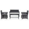 vidaXL 4 Piece Garden Lounge Set with Cushion Poly Rattan Black