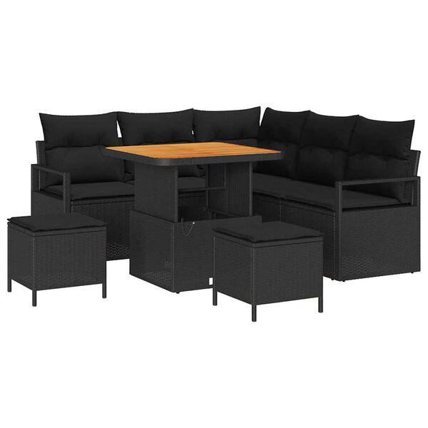 vidaXL Garden Sofa Set with Cushion with Storage 8 pcs Black