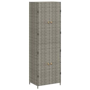 vidaXL Garden Storage Cabinet Grey 59x40x180 cm Poly Rattan
