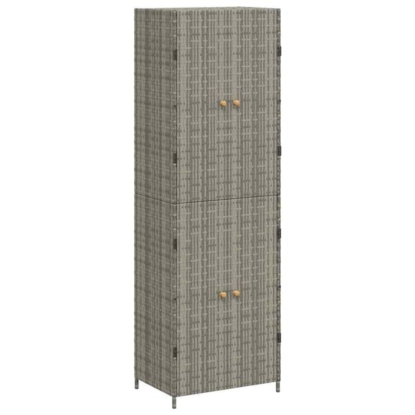 vidaXL Garden Storage Cabinet Grey 59x40x180 cm Poly Rattan