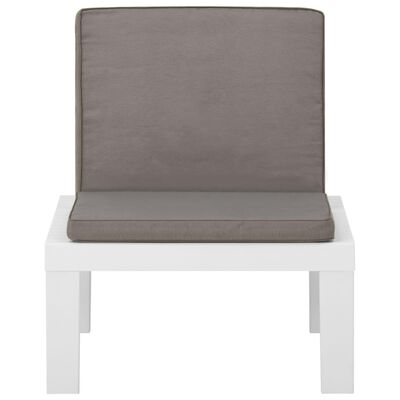 vidaXL Garden Lounge Chairs with Cushions 2 pcs Plastic White