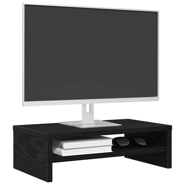 vidaXL Monitor Stand Black Oak 42x24x13 cm Engineered Wood