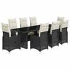 vidaXL 9 Piece Garden Bistro Set with Cushions Black Poly Rattan