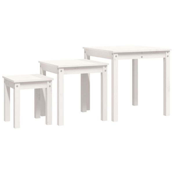 vidaXL Nesting Tables 3 pcs White Solid Wood Pine