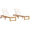 vidaXL Sun Lounger 2 pcs Brown 202 x 53 x 89 cm Solid Acacia Wood