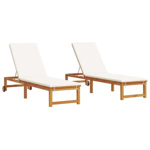 vidaXL Sun Lounger 2 pcs Brown 202 x 53 x 89 cm Solid Acacia Wood
