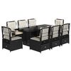 vidaXL 9 Piece Garden Dining Set with Cushions Black Poly Rattan