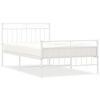 vidaXL Metal Bed Frame without Mattress with Footboard White 107x203cm