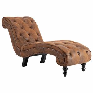 vidaXL Chaise Lounge Brown Faux Suede Leather