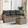 vidaXL 4 Piece Garden Sofa Set with Cushions Grey Poly Rattan