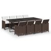 vidaXL 9 Piece Garden Dining Set with Cushions Poly Rattan Brown