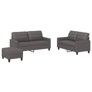 vidaXL 3 Piece Sofa Set with Cushions Grey Faux Leather