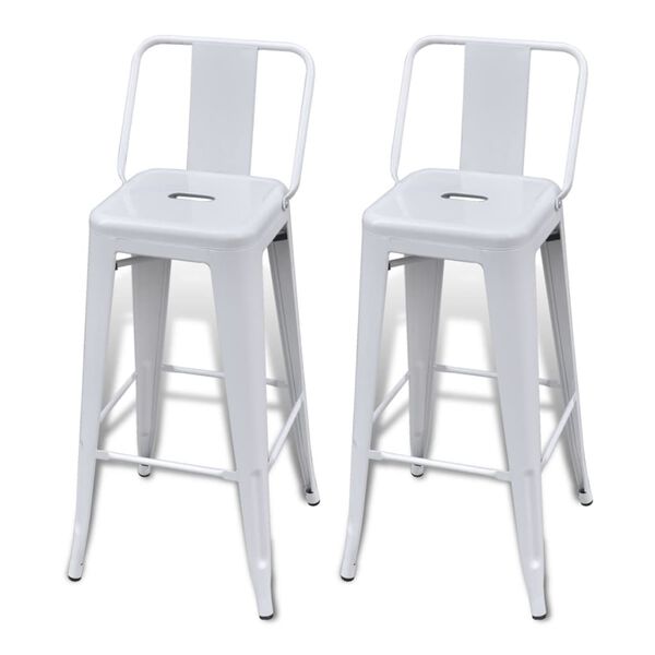 vidaXL Bar Stools 2 pcs White Steel