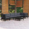 vidaXL 7 Piece Garden Lounge Set with Cushions Black Pinewood