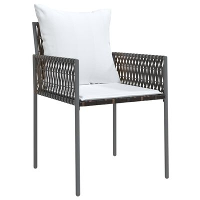 vidaXL Garden Chairs with Cushions 2 pcs Brown 54x61x83 cm Poly Rattan