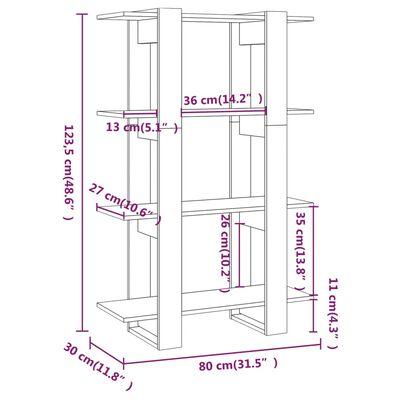 vidaXL Book Cabinet/Room Divider Sonoma Oak 80x30x123.5 cm