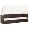 vidaXL Garden Sofa with Canopy Poly Rattan Brown